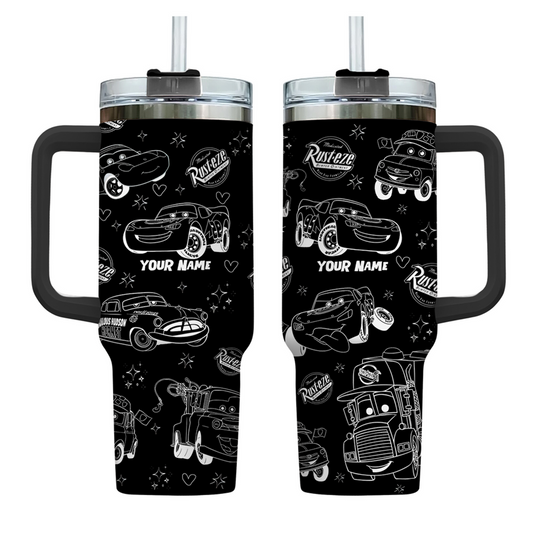 Discover Custom Disney Cars Tumbler, Disney Characters Christmas 40oz Tumbler, Handle Stainless Steel Reusable Vacuum Quencher Tumbler