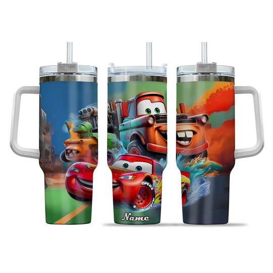 Discover Lightning McQueen Cars Tumbler, Custom Disney Cars Cartoon 40oz Tumbler