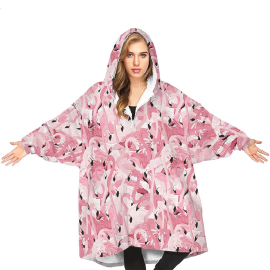 Discover Flamingo Blanket Hoodie , Flamingo Pattern Blanket Hoodie