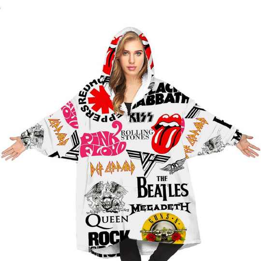 Discover Music Bands Blanket Hoodie,Christmas Music Bands Wearable Blanket