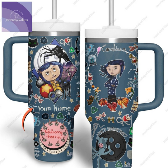 Discover Halloween Custom Coraline 40oz Tumbler, Horror Characters Tumbler Cup, Spooky Season Gifts