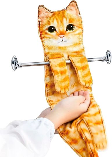 Discover Cute Cat Hand Towel With Hanging Loops