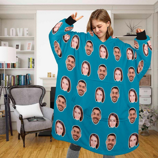 Discover Custom Wearable Blanket Hoodie, Personalized Face Blanket Hoodie