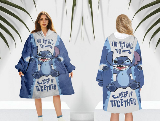 Discover Stitch Fleece Blanket Hoodie, Disney Stitch Fleece Blanket Hoodie