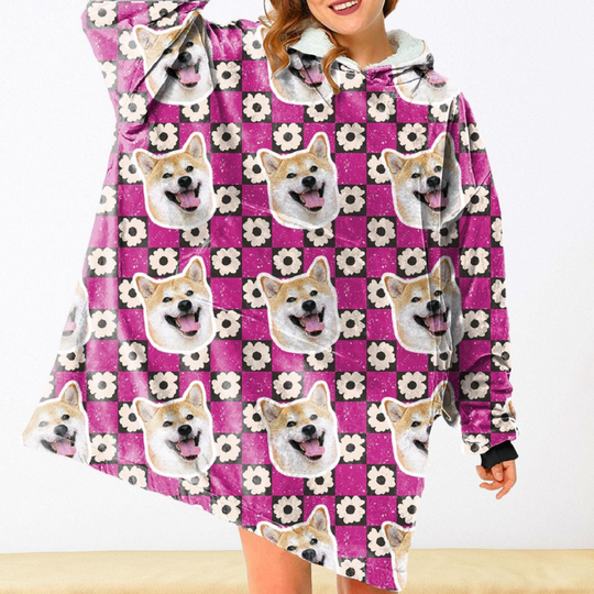 Discover Custom Face Blanket Hoodie, Personalized Photo Snuggle Blanket Wearable Blanket