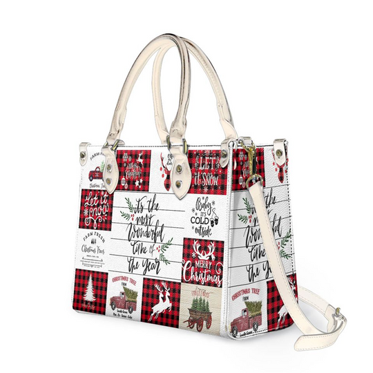 Discover Most Wonderful Time Red Plaid Christmas Handbag