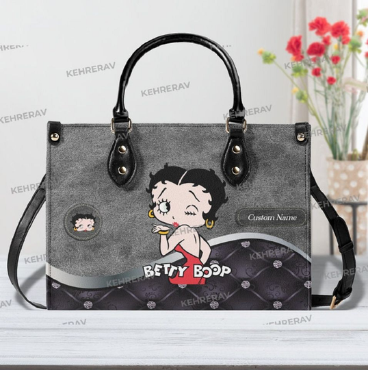 Discover Custom Name Betty Boop Leather Handbag, Betty Boop Leather Bag