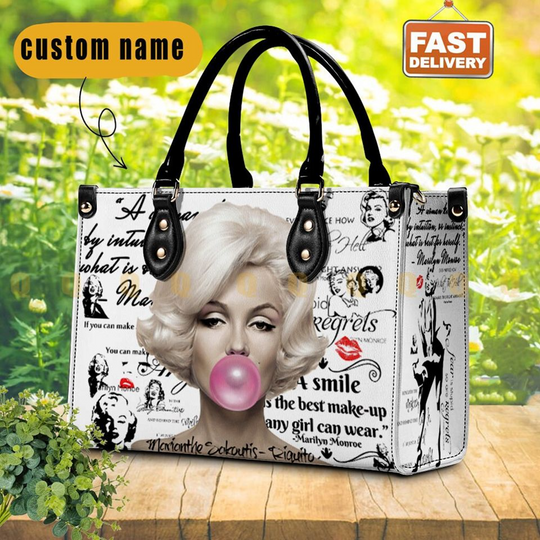 Discover Marilyn Monroe Vintage Leather Handbag, Marilyn Monroe Bag, Teacher Handbag, Gift for fan, Handmade Bag, Custom Bag, Vintage Bags