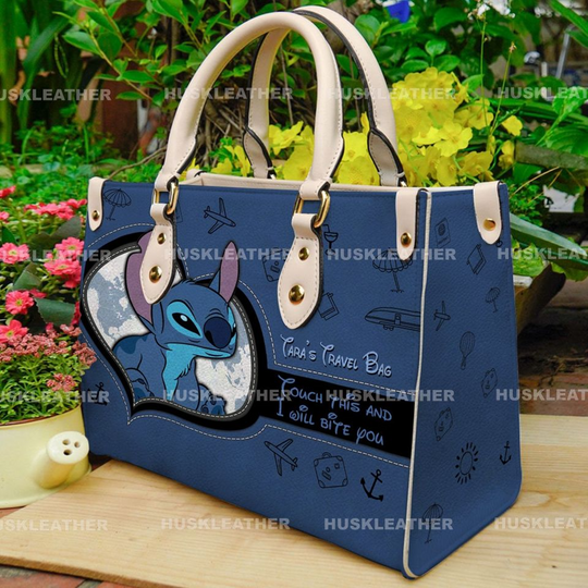 Discover Touch This I Will Bite You Leather Bag Handbag,Lilo and Stitch Cartoon,Stitch Women Bags And Purses,Stitch Lovers Handbag,Custom Leather Bag