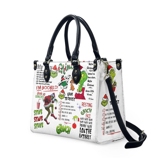 Discover Funny character Christmas Leather Bag & Wallet, Grin Women Shoulder Bag, funny character Hand