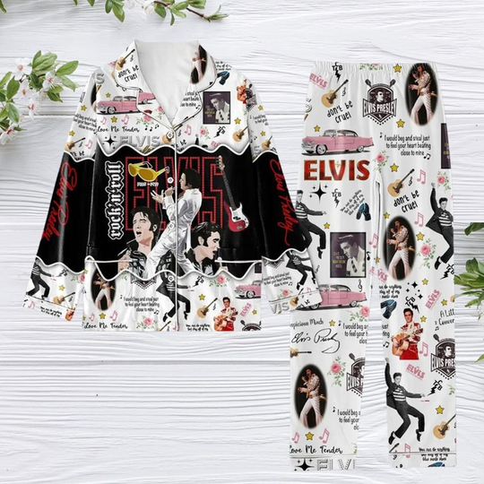 Discover Elvis Pajamas, Elvis TShirt, Elvis Memoris Pajamas Set, King Of Rock And Roll Shirt, Elvis King Christmas Pajamas