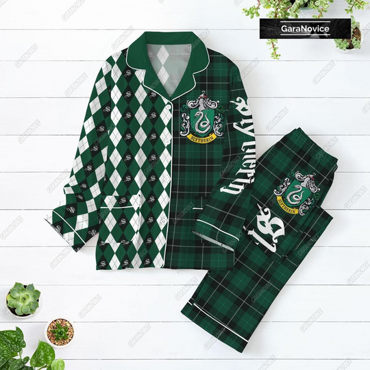 Discover Slythein Pajamas, Harry Magic Sleeve Pajama, Potter Night Pajamas, Hogwarts Pajamas Women, Wizard House Pajamas, HP Thick Pajamas