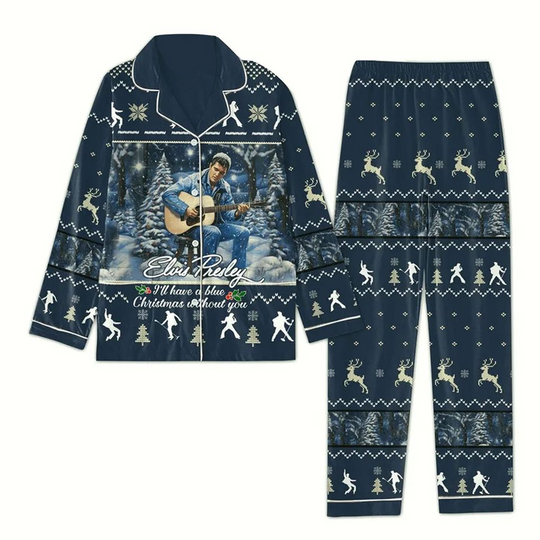 Discover Elvjs Presley I'll Have A Blue Christmas Without You Thick Pajamas, Elvjs Presley Night Pajamas, Elvjs Pajamas, Elvjs Pajamas For Women