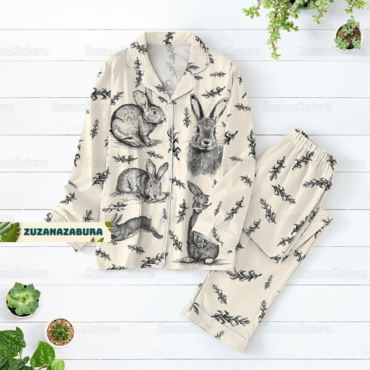 Discover Rabbit Pajamas Set, Rabbit Shirt, Rabbit Gift, Rabbit Pajamas, Rabbit Lover Gift, Animal Pajamas Set, Bunny Pajamas Set, Bunny Shirt
