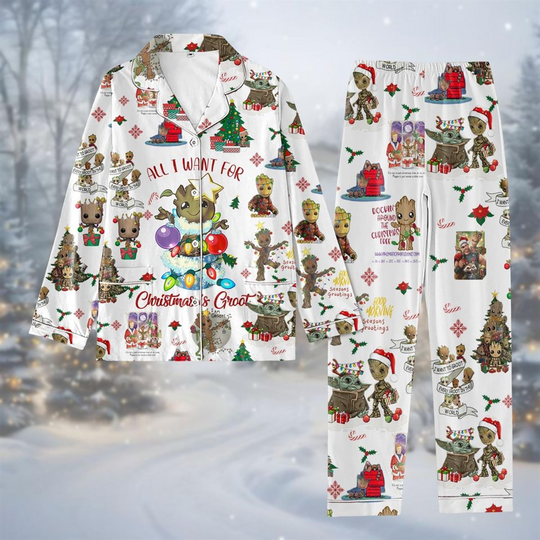 Discover Christmas I Am Groot Pajamas Set, Funny Marvel Lights Pajamas Family, Christmas