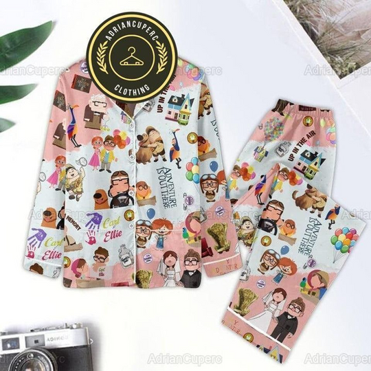 Discover Disney Pixar Up Carl And Ellie Adventure Is Out There Pajamas Set, Ellie And Carl Couple Shirt, Disney Honeymoon Gifts, Valentines Day