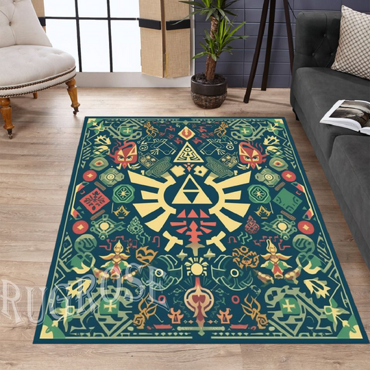 Discover Zelda Legend Rug, Gaming Area Rug, Zelda Game Rug, Gamer Gifts, Game Room Rug, Home Decor Rug, Gamer Room Decor, Non-Slip Rug, Modern Rug
