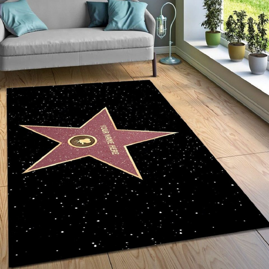 Discover Fame Rug, Personalized Rug, Hollywood Rug, Walk Of Fame Rug, Hollywood Celebrity Star Custom Name Rugs, Gift for woman, Star Rug,Nursery Rug