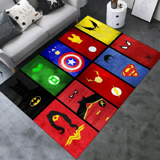 Discover Super Hero Rug, Superheroes Rug, Kids Bedroom Rug, Superhero Pattern Rug, Kids Rug