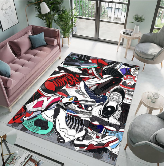 Discover Basketball Rug,Sneakers Rug,Shoebox,Rugs for Bedroom,Decor Rug,Sports Rug,Shoes Mats,Street Fashion Rug,Gift for Her,Personalized Gift