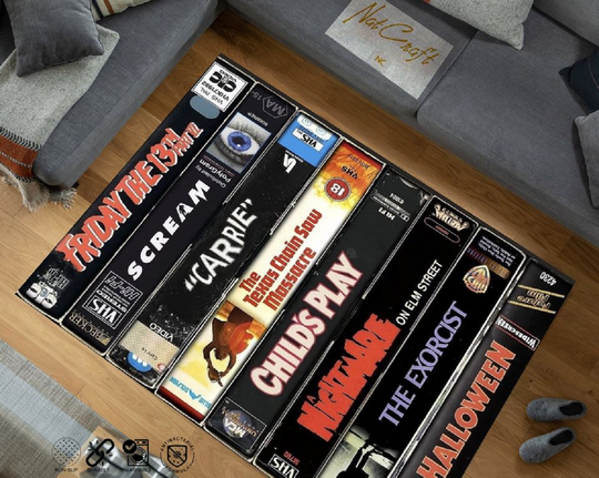 Discover Horror Movie Themed Rug, Nostalgic Retro Style Rug, Runner Rug,Vhs Case Themed Horror Rug,Home Theater TV Room, Movie Room Rug, Boy room Rug