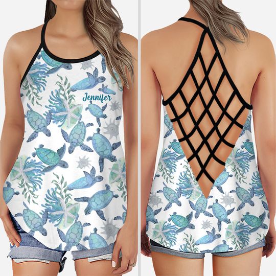 Discover Love Turtles - Personalized Turtle Cross Tank Top and Leggings