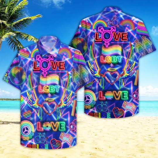 Discover LGBT Pride Love Is Love Rainbow Valentine Hawaiian Shirt,Couples Aloha Shirt, Valentine Gift
