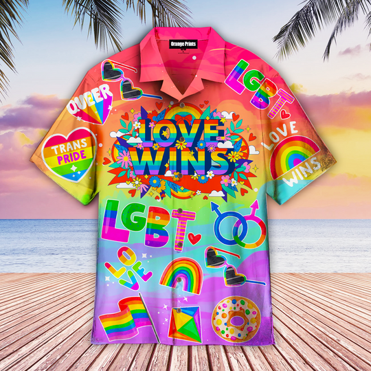 Discover LGBT Pride Love Is Love Rainbow Valentine Hawaiian Shirt,Couples Aloha Shirt, Valentine Gift
