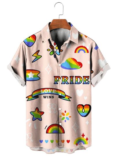 Discover LGBT Pride Love Is Love Rainbow Valentine Hawaiian Shirt,Couples Aloha Shirt, Valentine Gift