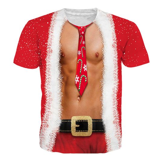 Discover Funny Muscle Christmas T-Shirt, 3D T-Shirt