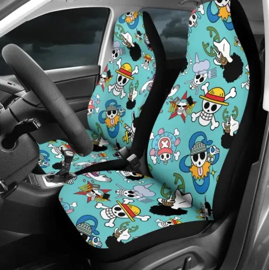 Discover Jolly Roger Pirate Car Seat Cover Set of 2, Halloween Car Seat Cover