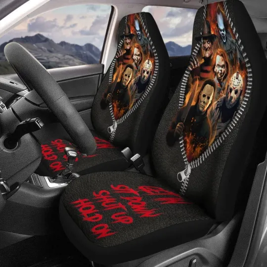 Discover GENANY Horror Characters Car Seat Covers Set of 2, Halloween Car Seat Cover