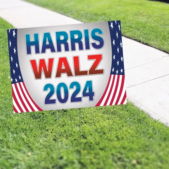 Discover Harris Walz 2024 Yard Sign US Election Campaign 2024 Coroplast Yard Sign Stakes