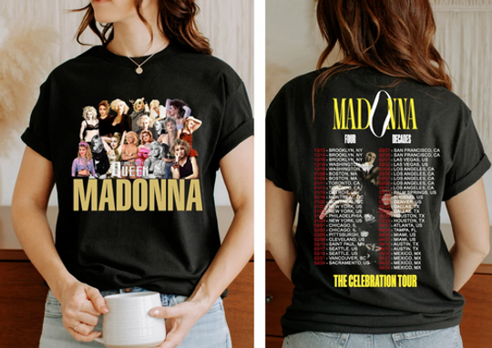 Discover Madonna The Celebration Tour Four Decades Music Tour 2024 Double Sided Shirt