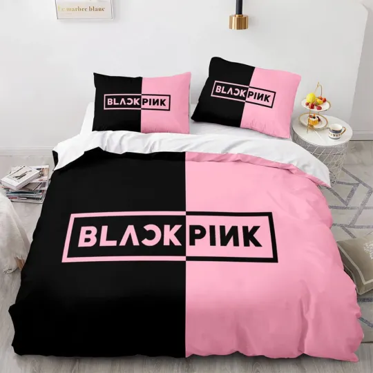 Discover Black Pink Quilt/Doona/Duvet Cover Set Single/Double/Queen/King Bed Pillow Cases