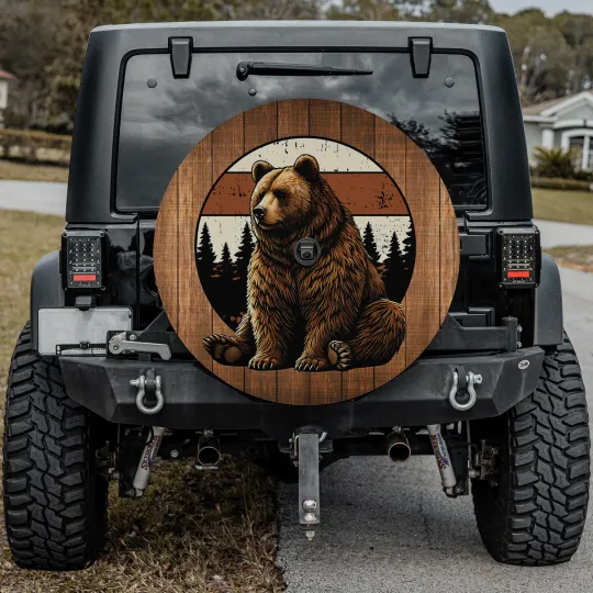Discover Bear Animal Bear Lovers 3D Graphic Spare Tire Cover, Bear Lovers Tire Cover