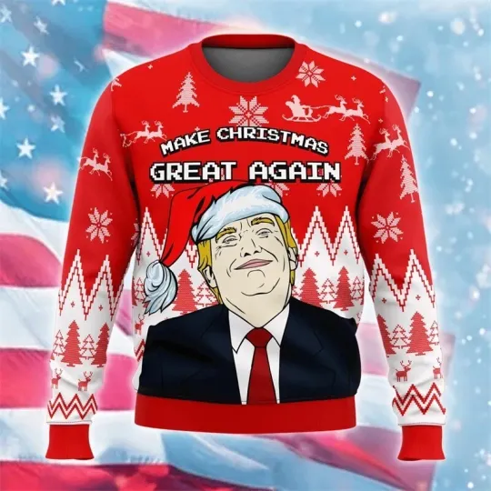 Discover Donald Trump 3D Printed Sweater Men Women Funny Christmas Streetwear FUNNY XMAS