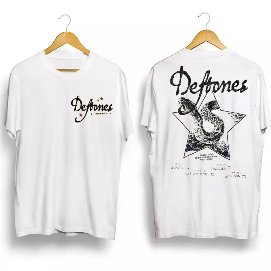 Discover Deftone Texas Exclusive Double Sided 2025 Tour reprint Shirt