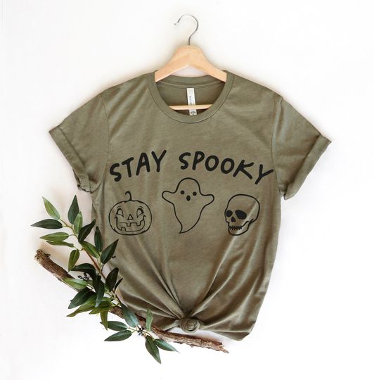 Discover T-shirt para Homem e Mulher Halloween Abóbora Boo Stay Spooky