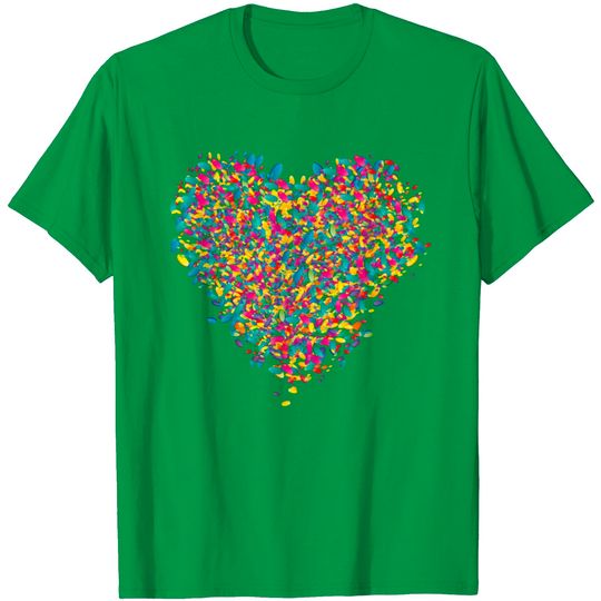 Discover Colorful Glowing Confetti Heart T Shirt