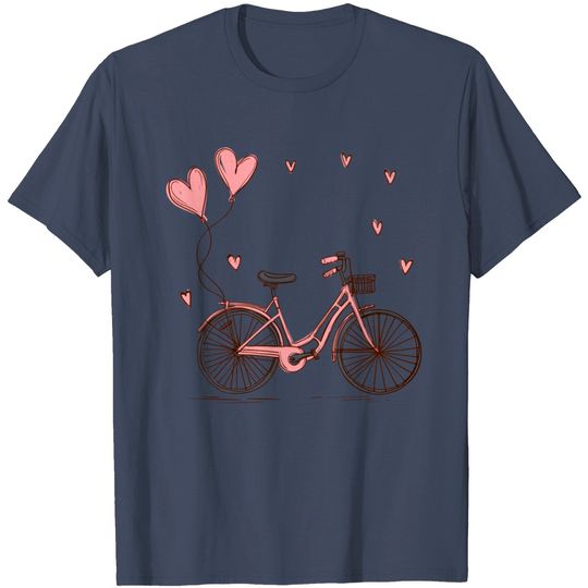 Discover Hand Drawn Bike With Cute Hearts T Shirt