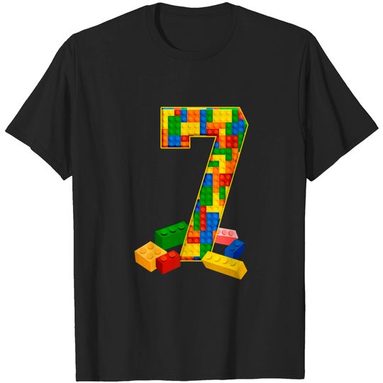 Discover Legoland Birthday T-shirt Kids Block Building 7th Birthday Builder 7 Years Old