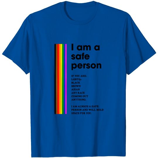 Discover I am a Safe Person LGBTQ Ally Safe Space Pride Rainbow Flag T-Shirt