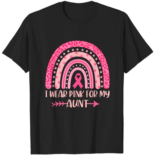 Discover Breast Cancer Rainbow Leopard I Wear Pink for My Aunt Kids T-Shirt
