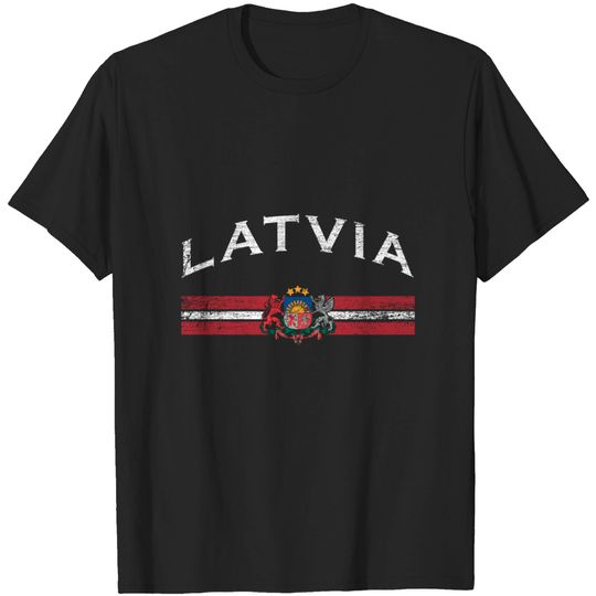 Discover Latvia Flag Crest T Shirt