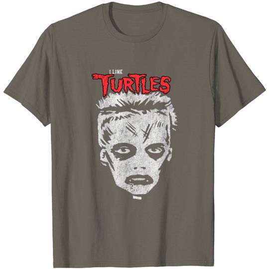 Discover I Like Turtles Zombie Boy Skull Face T Shirt
