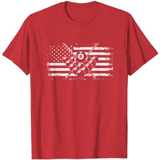 Discover Billiards Pool American Flag T Shirt