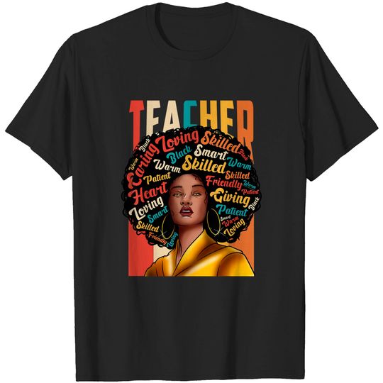 Discover Black Woman Teacher Afro Black History Month Gift T-Shirt
