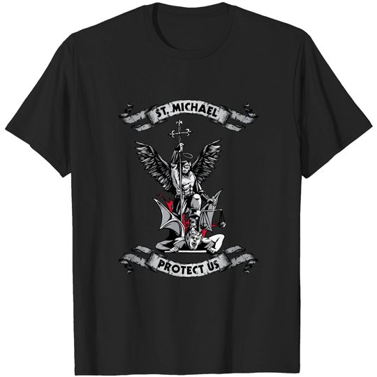 Discover Archangel Saint Michael Protect Us Defend Us T Shirt