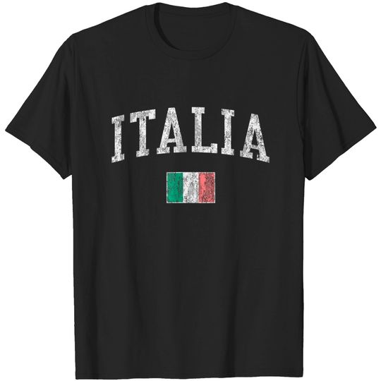 Discover Italy T-Shirt Vintage Italia Sports Design Italian Flag Tee
